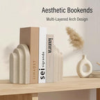 LIN CHUAN Heavy Duty Bookends for Shelves, Set of 2, Sandstone Beige - Image 2
