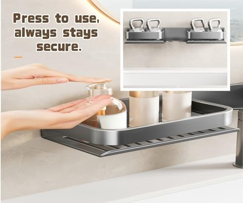 Over The Sink Bathroom Shelf Organizer, No-Drill Countertop Caddy for Toiletries & Skincare, Rust-Proof Carbon Steel & Aluminum, Fits Most Faucets (Cream, 19.68inch) - Image 6