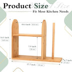 Leinuosen 2 Tier Bamboo Spice Rack Organizer with Paper Towel Holder - Image 2