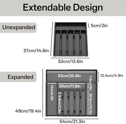 Silverware Organizer, Large Expandable Utensil Drawer Organizer, Cutlery Storage Divider for Forks, Spoons, Knives in Kitchen (Black) - Image 2