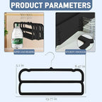 VSV stoage Velvet Pants Hangers with Double Non Slip Bar - Multiple Velvet Hangers for Closet - Thin Space Saving Clothes Hanger - 360° Swivel Felt Trouser Hanger Perchas Terciopelo 10 Pack (Black) - Image 2