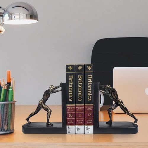 LIFFY Man Decorative Book Ends,7" Resin Non Skid Bookends for Heavy Books,Bookends for Shelves Decorative,Creative Shelf Decorations to Hold Books for Bookshelf,Home,Office,Study - Image 6