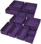 DIMJ Drawer Organizer Clothes, 12 Pack Dresser Organizer, Foldable Closet Organizers and Storage, Fabric Dresser Bins, Drawer Dividers for Nursery, Baby Clothes, Underwears, Sock (Purple) by DiMJ