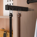 5-Hook Designer Wardrobe Reversible 11.75" Length Closet Belt Rack with 11" Retractable Pullout Extension and Installation Hardware (Matte Black) by HardwareforHomeBusiness