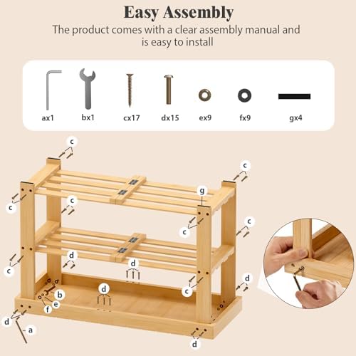BAMBUROBA Bamboo Shoe Bench, 3-Tier Entryway Storage Rack,Natural - Image 7
