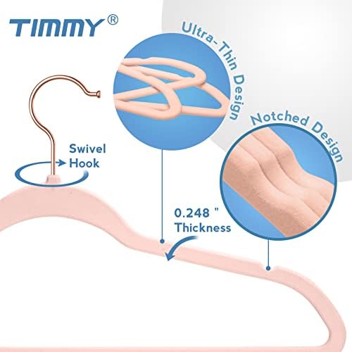 TIMMY Velvet Hangers - Suit (50-Pack) Ultra Thin Coat Hangers with Heavy Duty Construction, Holds up to 10 Lbs - Blush Pink/Rosegold Finishes - Image 3