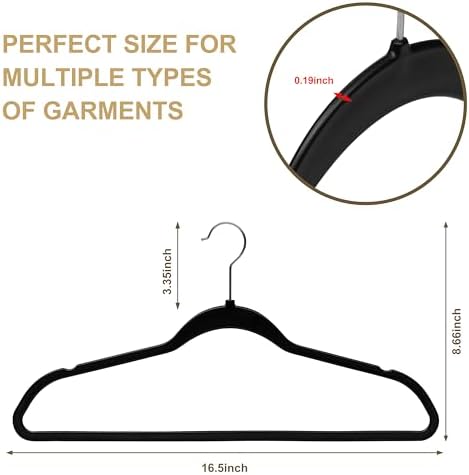 Quality Hangers 200 Pack Slim Plastic Hangers for Clothes - 16.5" Won't Crease Your Clothes, Heavy Duty Non-Velvet Black Hangers, 360° Swivel Chrome Hook Dresses Coats Shirts - Image 3