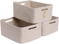 MiniArk Large Storage Baskets for Shelves, 17 x 13 x 7.5” Closet Organizers Bins for Clothes Blanket Towels, Baby Nursery, Toy Baskets Box, Woven Rope Baskets, 3 Packs Mixed Brown by MiniArkStorageBasketsHome