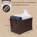Handwoven Clothes Basket Laundry Hampers Large Wicker Storage Baskets for Shelves Blankets Closet Storage Bins Car Bedroom Bathroom Organizers and Storage Bath (Pack of 4, Espresso color) - Image 5