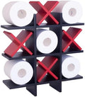DAOYOUSKY Tic Tac Toe Toilet Paper Holder Stand with 4pcs Wooden X, Farmhouse Rustic Wall Mounted Funny Toilet Papers Storage Organizer with Shelf, Guest Bathroom Decor, Black and Red by Unknown