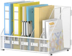 5 Vertical Compartments Magazine File Holder, Metal Binder Organizer, White by JMHUD