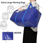 Moving Bags Heavy Duty Extra Large, Moving Boxes, Moving Supplies Essentials, Blue Storage Bins with Lids, Plastic Packing Totes, Storage Bags for Clothes with Handles & Zippers(Blue, 4 Pack) - Image 5