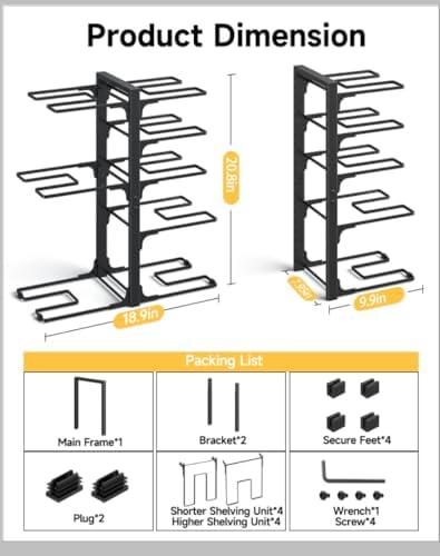 MUDEELA 8-Tier Pots and Pans Organizer under Cabinet, 20.8" H Heavy Duty - Image 4