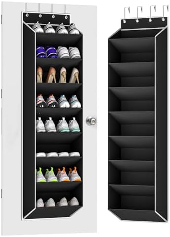 KYEVIS Over The Door Shoe Organizer Storage Fit 16-24 Pairs Hanging Shoe Rack Organiser for Closet Door, Deep Pocket Shoe Holder for Sneakers,Boots Storage(1 Pack Black) by StrongandOrganizer