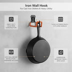 Heavy Duty Iron Wall Hook for Cast Iron Skillets, 7.6-Inch Utility Hanger for Garage and Kitchen Storage - Image 5