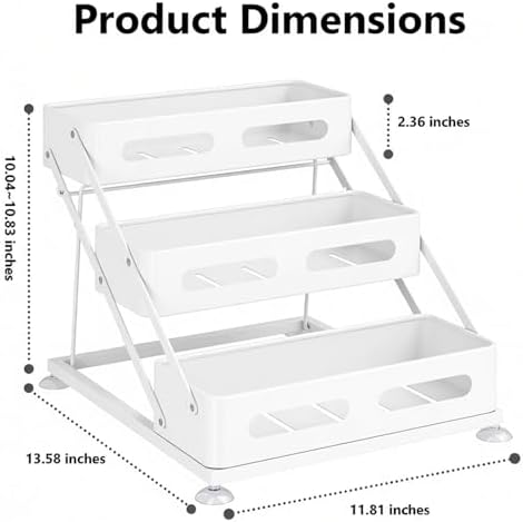 Ceetug 3 Tier Foldable Spice Rack, White - Image 2