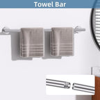 Brushed Nickel Towel Bar Bathroom Hardware Accessories Set, 10 Pieces Upgraded Toilet Paper Holder 23.6 Inch Towel Rack for Bathroom Wall Mounted Stainless Steel Bathroom Set - Image 2
