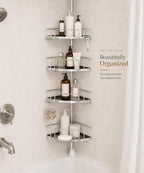 ALLZONE Two-Tone Corner Shower Caddy Tension Pole for Bath Shampoo Storage - Image 6