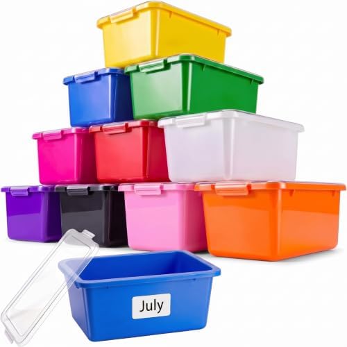 10 Pcs Classroom Storage Cubby Bins with Latching Lid,Candy by Ferrochef