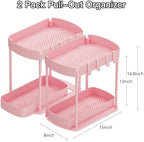 2 Packs Under Sink Pull-Out Storage Organizers, 14.8 Inches,Pink - Image 2