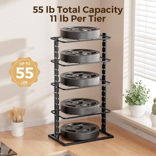LAMU Pots and Pans Organizer Under Cabinet, 5 -Tier Dual-Pillar Design - Image 6