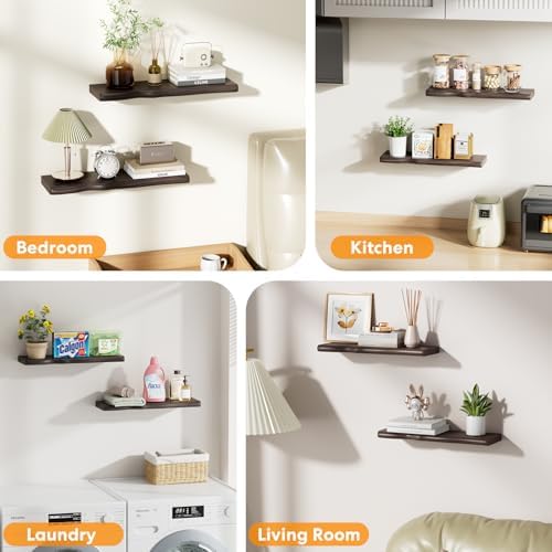 Organic Wavy Edge Floating Shelves,Hidden Brackets,2 Pack 24 in - Image 7