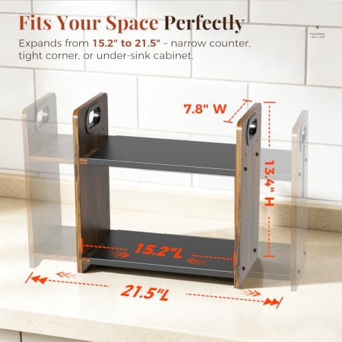 2-Tier Expandable Spice Rack Organizer for Countertop,15.2"-21.5" - Image 2