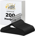 Quality Hangers 200 Pack Slim Plastic Hangers for Clothes - 16.5" Won't Crease Your Clothes, Heavy Duty Non-Velvet Black Hangers, 360° Swivel Chrome Hook Dresses Coats Shirts by QualityHangers