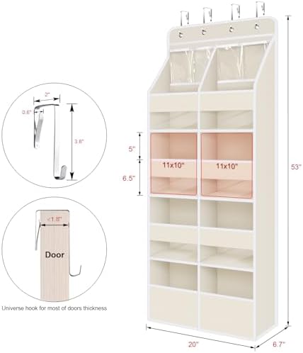 Univivi Upgraded Over the Door Organizer for Baby Nursery, Beige, 5-Shelf - Image 3