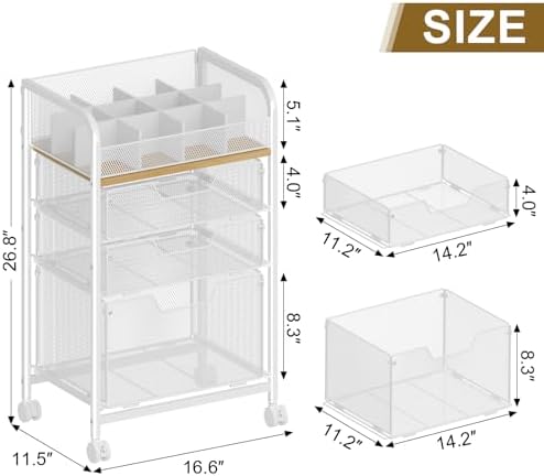 Jakyitvi Makeup Cart Organizer with 3 Drawers, Under Desk Storage Drawers,Floor Skincare & Makeup Organizer, Vanity Storage for Cosmetics, Nail Polish, Perfume, Makeup Brushes, Hair Tools, White - Image 3