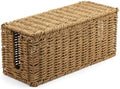 Handwoven Natural Raffia Cable Management Box with Lid – Decorative Cord Organizer for Power Strips, Surge Protectors & Charging Cables – Woven Storage Basket for Home & Office (Natural Raffia) by LeatherLatch