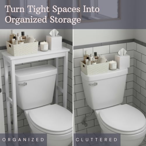 Alaterre Furniture Dorset Over-the-Toilet Storage Shelf, White, 27”x9”x37” - Image 5