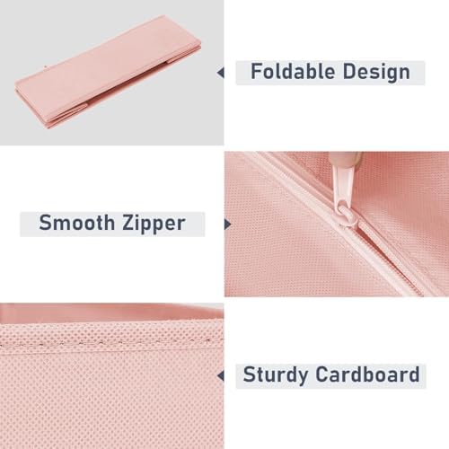 DIMJ Drawer Organizer Clothes, 24 Pack Dresser Organizer, Foldable Closet Organizers and Storage, Fabric Dresser Bins, Drawer Dividers for Nursery, Baby Clothes, Underwears, Sock (Pink) - Image 5