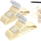Velvet Hangers 50 Pack, S-Shaped and Stackable Felt Hanger(Ivory) by UEAKPIC
