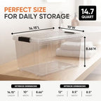 Superio 14.7 Quart Clear Plastic Storage Boxes with Lids, Stackable Organizer Containers, BPA-Free Storage Bins for Home, Office, School & Dorm, 1 Pack - Image 3