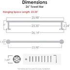 FORIOUS Towel Bar Towel Racks for Bathroom Wall Mounted 24" Chrome - Image 2