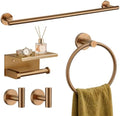 TURS Brushed Rose Gold 5-Piece Bathroom Hardware Set SUS304 Stainless Steel Towel Bar Set Towel Racks for Bathroom Wall Mounted, 23.6-Inch by TURS
