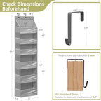 Over Door Organizer with 6 Extra Large Pockets 12 Side Pockets, Sturdy Closet Storage Rack, Hanging Storage Organizer with Clear Window for Shoes, Diaper, Bedroom, Bathroom, Grey, 6-Pack - Image 2