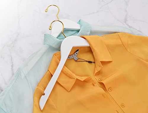 Amber Home 24 Pack White Wooden Coat Hangers with Gold Hook, Suit Hangers - Image 4
