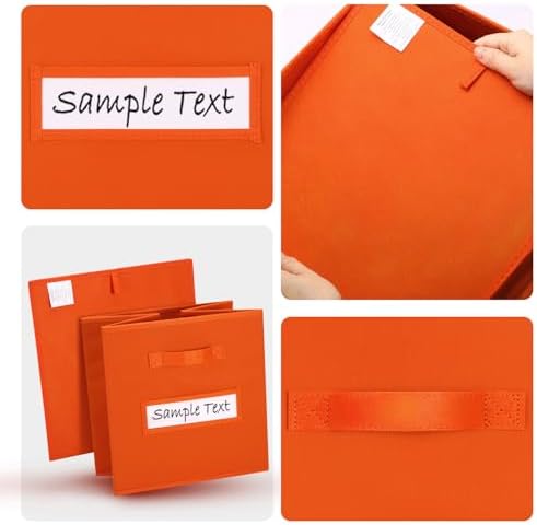 Fabric storage cubes (8 Pack) 13 Inch Cube Storage Bin, cube organizer bins with 8 Labels Window Cards & a Pen, Foldable cube organizer bins and Storage Box, Orange - Image 3