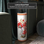 Oriental Furniture 20" Cherry & Flowers Blossom Porcelain Umbrella Stand - Image 5