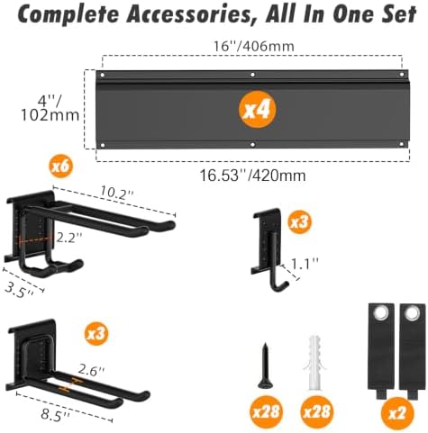 Housolution Garage Wall Organizer 64 Inch - 18Pack Carries 570 lbs - Image 6