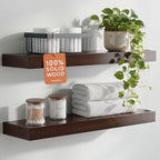 Homeforia 24 Inch Floating Shelves, High-End Solid Pine Wood, Set of 3 by Homeforia
