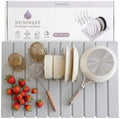 Stone Dish Drying Mat with Collapsible Stainless Steel Rack, Large 23.6 x 15.3 in Diatomaceous Earth Dish Drying Set for Kitchen Counter, Quick Dry, Foldable, Space Saving by Unknown