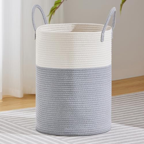 VIPOSCO 100L Extra Large Woven Laundry Basket Hamper, Grey White by VIPOSCO