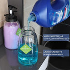 Glass Laundry Detergent Container - Besuerte Large Capacity Liquid Laundry Detergent Dispenser with Refillable & Reusable 2x50oz Mason Jars and Save Effort Pump Aid Handle, Black Cap - Image 2