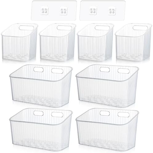 SiliFine 8 Pcs Cabinet Door Organizer Bin Wall Mount Organizer,3.54'',Clear by SiliFine