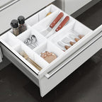 Bamboo Drawer Organizer Set, 8 PCS White Multi-Use Wood Drawer Storage Kitchen Boxes, Junk Drawer Organizer Divider Bins for Bathroom, Office Desk, Makeup, Jewelry, Utensils - Image 5