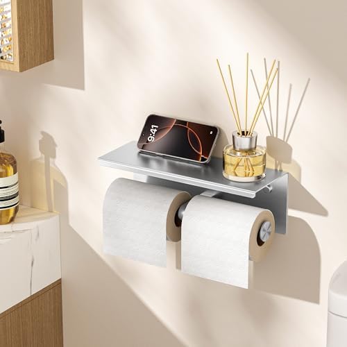 FORIOUS Toilet Paper Holder with Shelf, Commercial Toilet Paper Dispensers - Image 2