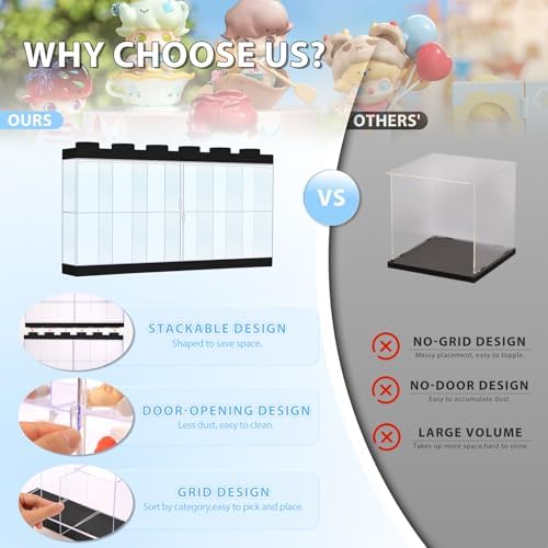 Wall-Mounted Black Acrylic Display Case with White LED Light, 12-Grid Clear Showcase Shelf, No-Assembly Dustproof Organizer for Mini Figures, Collectibles - Image 3